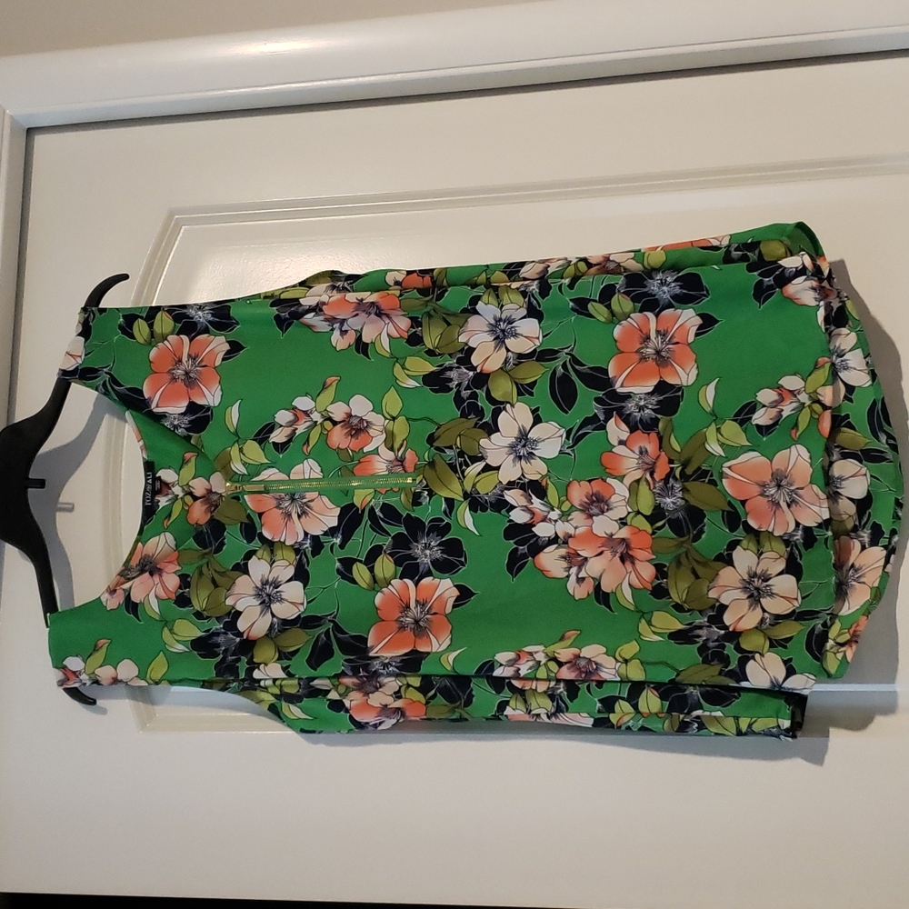 Floral print zip top tank